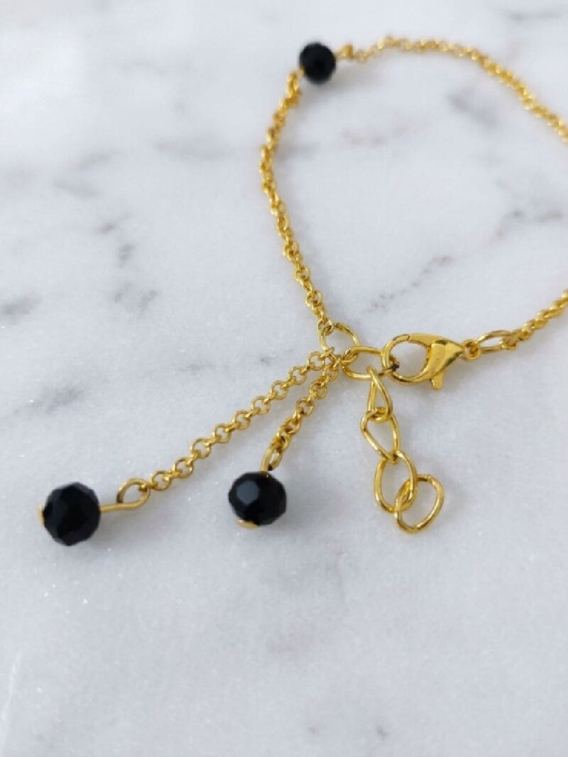 Women's Crystal Beaded Chain Bracelet - Black