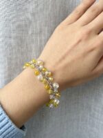 WJ-WP-BR04-MY-03 (1) Women's Crystal Charm Bracelet - Mustard Yellow