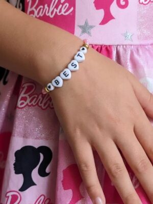 Girls Pearl Alphabet Bracelet - Pink