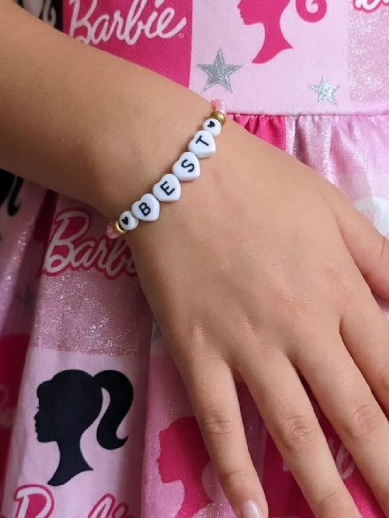 Girls Pearl Alphabet Bracelet - Pink