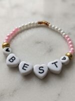 Girls Pearl Alphabet Bracelet - Pink