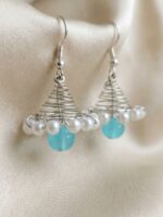 WJ-WP-ER06-SB-02 (3) Women's Pearl Jhumka Earrings - Skyblue