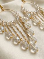 Women's Crystal Raindrop Hanging Earrings - White