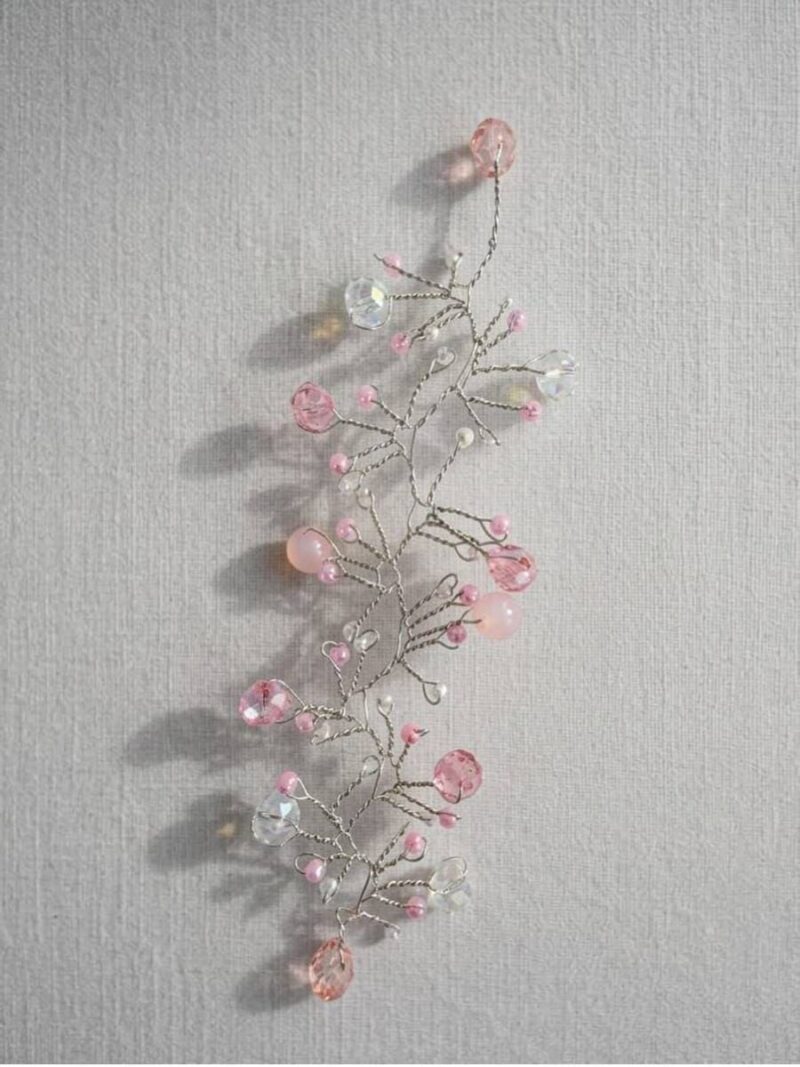 Women's Crystal Beaded Bridal Hair Vine - Pink