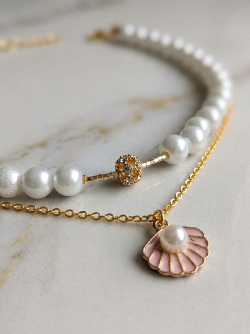 Women's Pearl Choker Layered Necklace - White