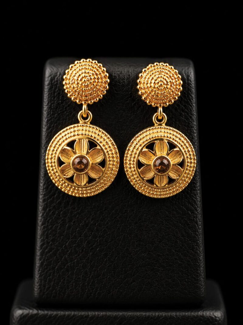 Women's Gold-Plated Floral Pendant Necklace Set