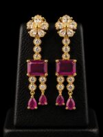 WJ-WP-OL-22-02-b.. Women's Gold-Plated Floral Ruby Stone Necklace