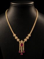 WJ-WP-OL-22-02-f Women's Gold-Plated Floral Ruby Stone Necklace