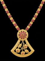WJ-WP-OL-5-01-b Women's Gold-Plated Floral Pendant Necklace