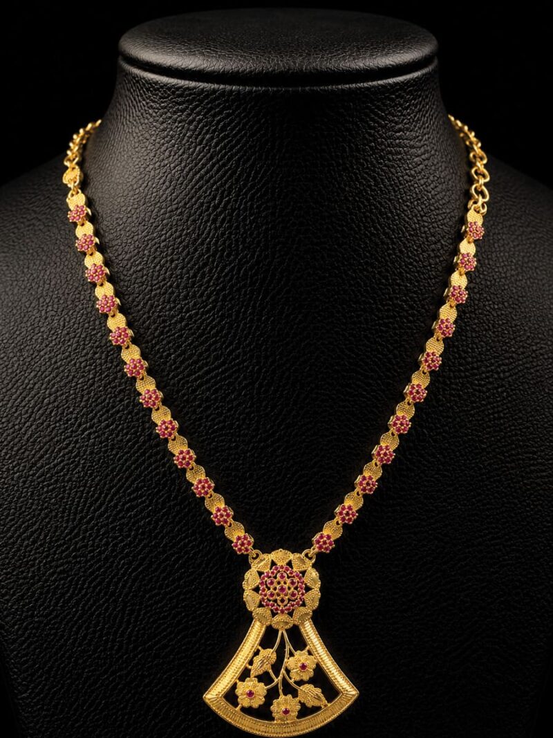 WJ-WP-OL-5-01-f Women's Gold-Plated Floral Pendant Necklace