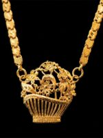 Women's Matte Finish Basket Pendant Necklace