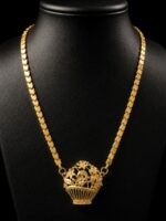 Women's Matte Finish Basket Pendant Necklace