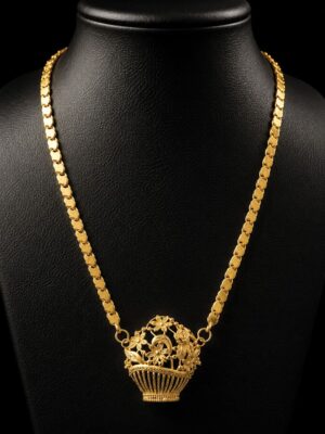 Women's Matte Finish Basket Pendant Necklace