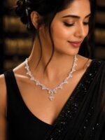 WJ-WP-SK-1-08-b. Women's Silver-Tone CZ Floral Vine Necklace