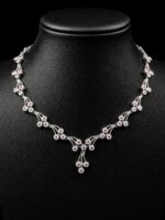 WJ-WP-SK-1-08-f Women's Silver-Tone CZ Floral Vine Necklace