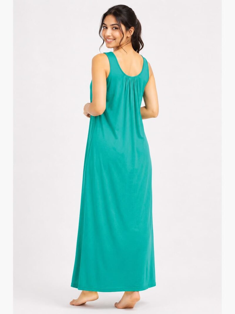 Women's Full-Length Cotton Slip Nightdress – Green