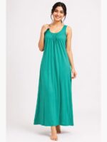 WS-SABBNA-02-GR-FREE-SIZE-30-F Women's Full-Length Cotton Slip Nightdress – Green