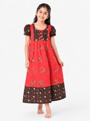 Girls Cotton Frock Nighty - Rose Pink