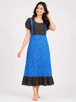 W-NY-395-06-BL-XL-F Women's Cotton Feeding Frock Nighty- Blue