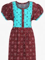 W-NY-399-11-OG-XXL-B, Women's Cotton Full Length Frock Nighty With Zip - Maroon