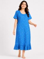 W-NY-400-05-BL-XXL-f Women's Cotton Feeding Frock Nighty - Blue