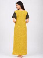 Women’s Front Full Open Cotton Nighty - Yellow