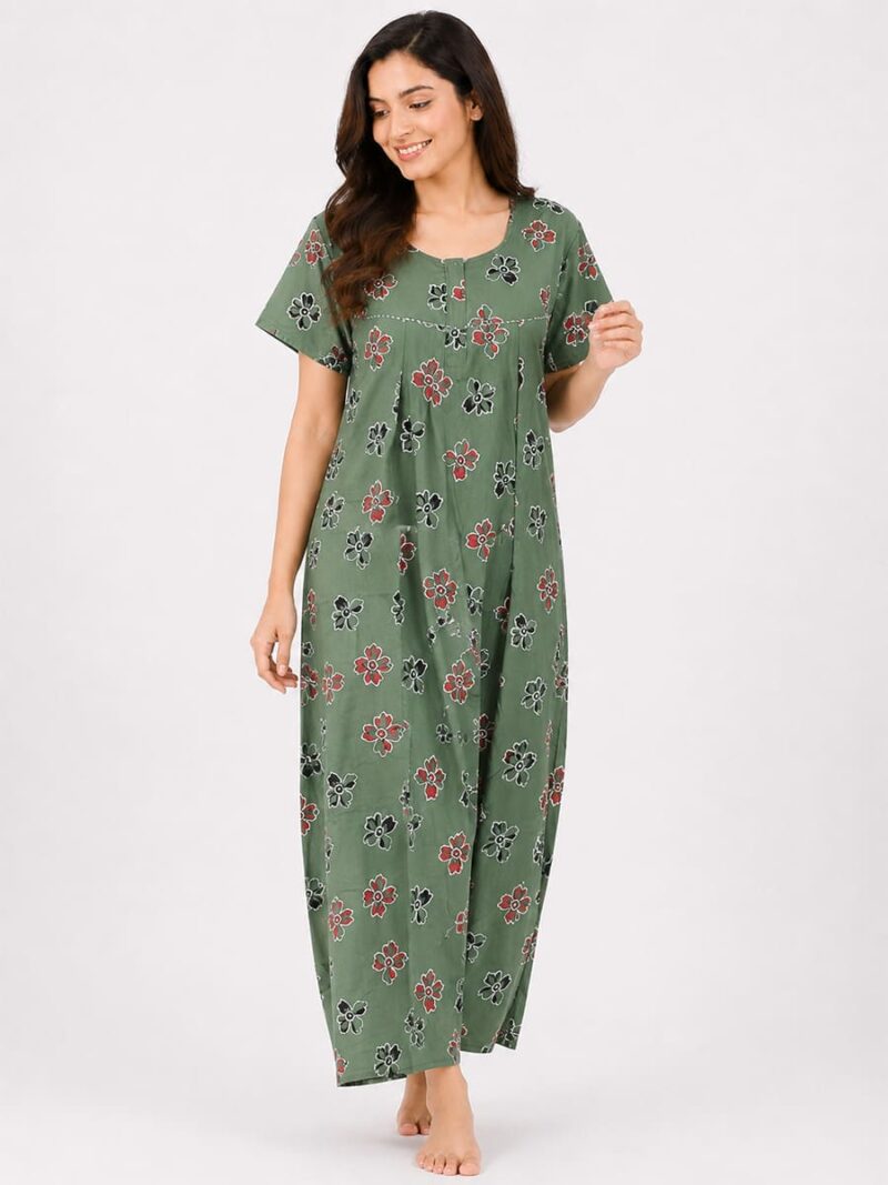 W-NY-409-01-SG-XXL-F Women's Cotton Feeding Nighty - Seafoam Green