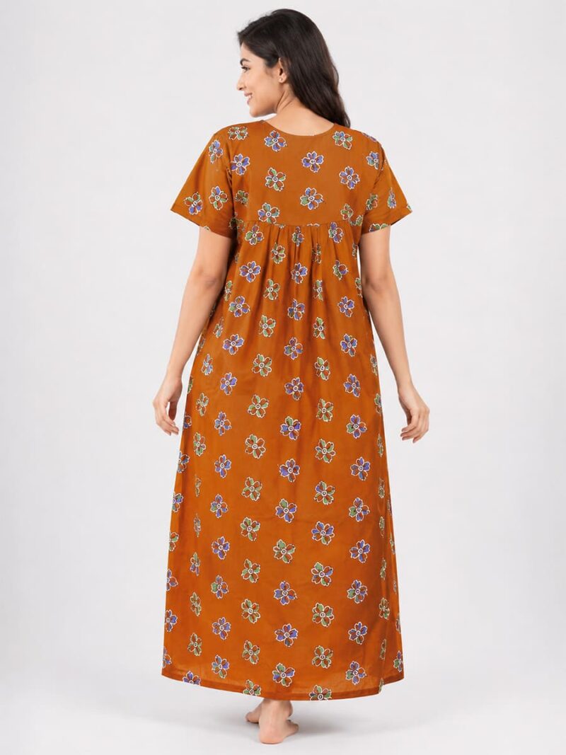 Women's Cotton Feeding Nighty - Tangerine