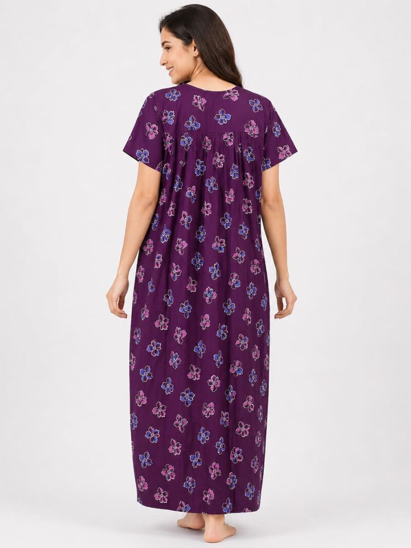 Women's Cotton Feeding Nighty - Burgundy