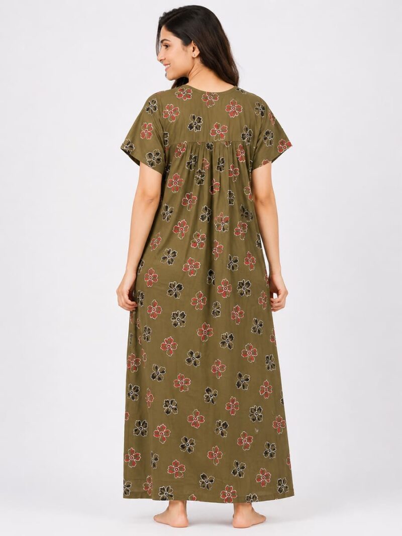 Women's Cotton Feeding Nighty - Light Khaki