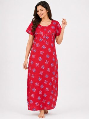 Women's Cotton Feeding Nighty - Rose Pink