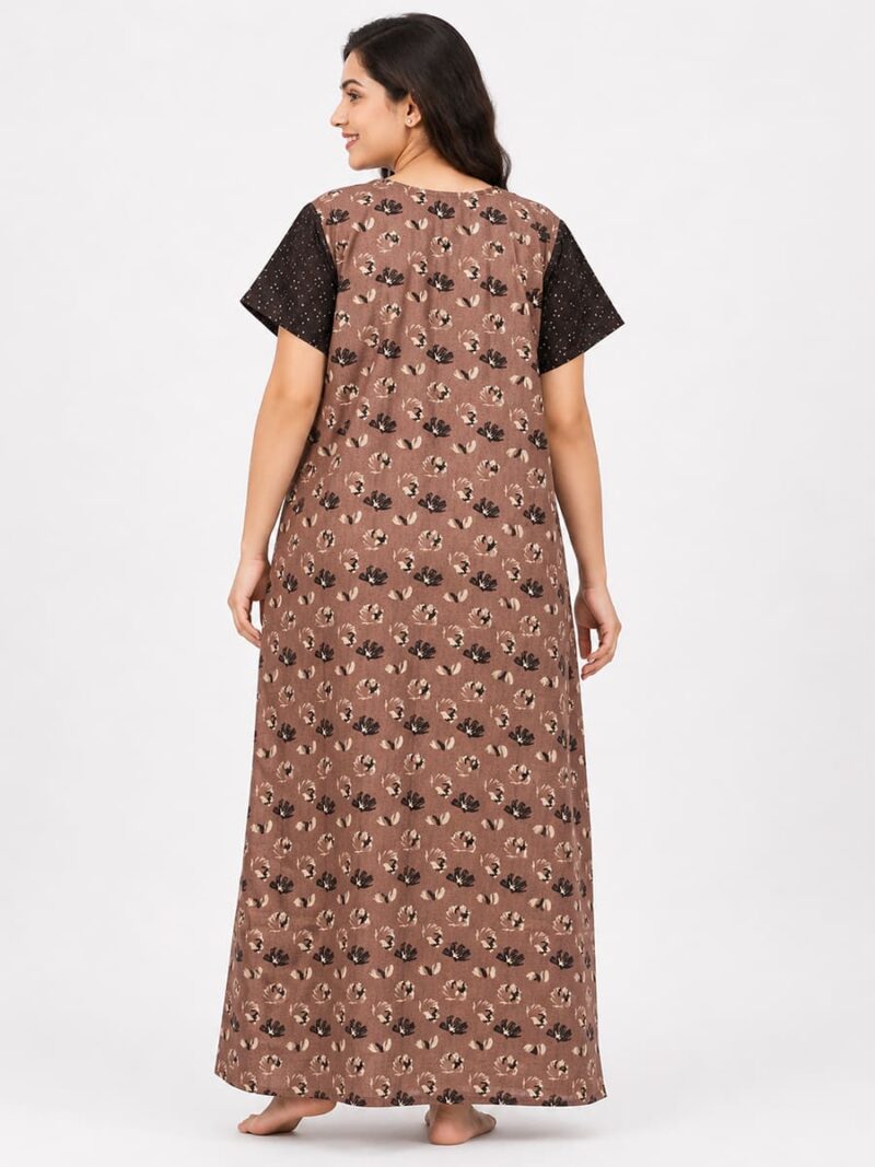 Women’s Front Full Open Cotton Nighty - Clay