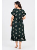 W-NY-418-06-GR-3XL-B Women's Plus Size Cotton Frock Nighty - Green