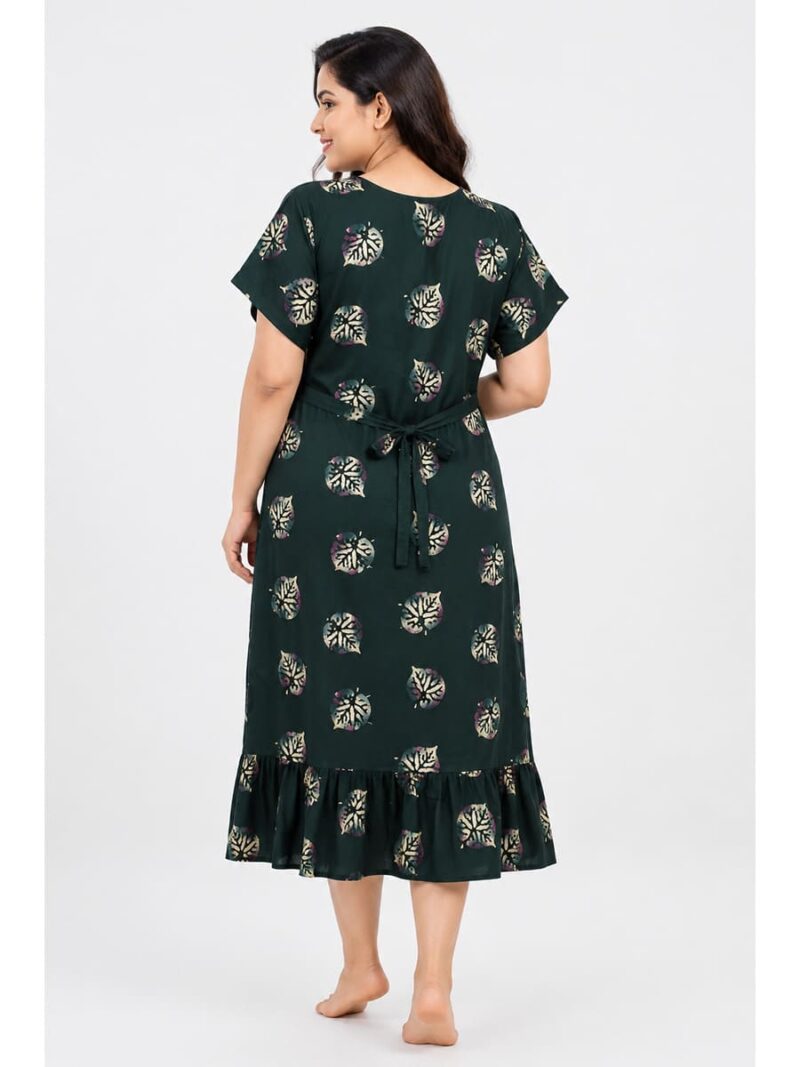 Women's Plus Size Cotton Frock Nighty - Green