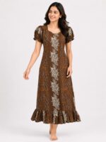 Women's Cotton Frock Nighty - Brown