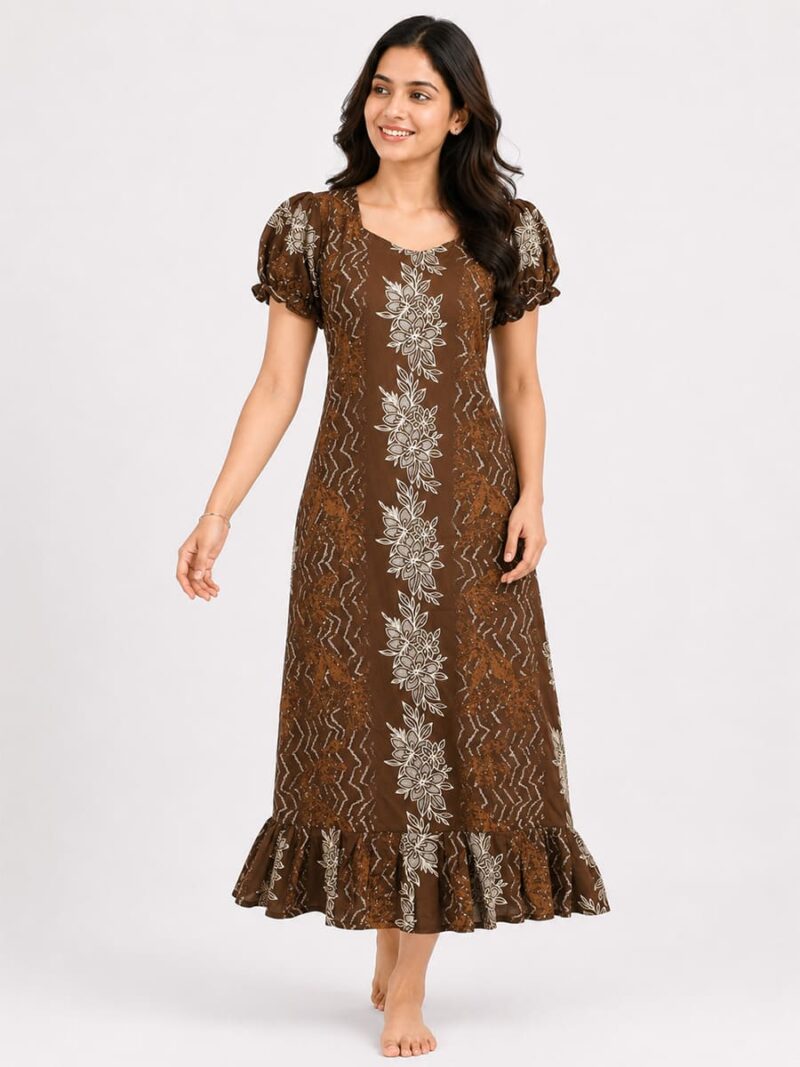 Women's Cotton Frock Nighty - Brown