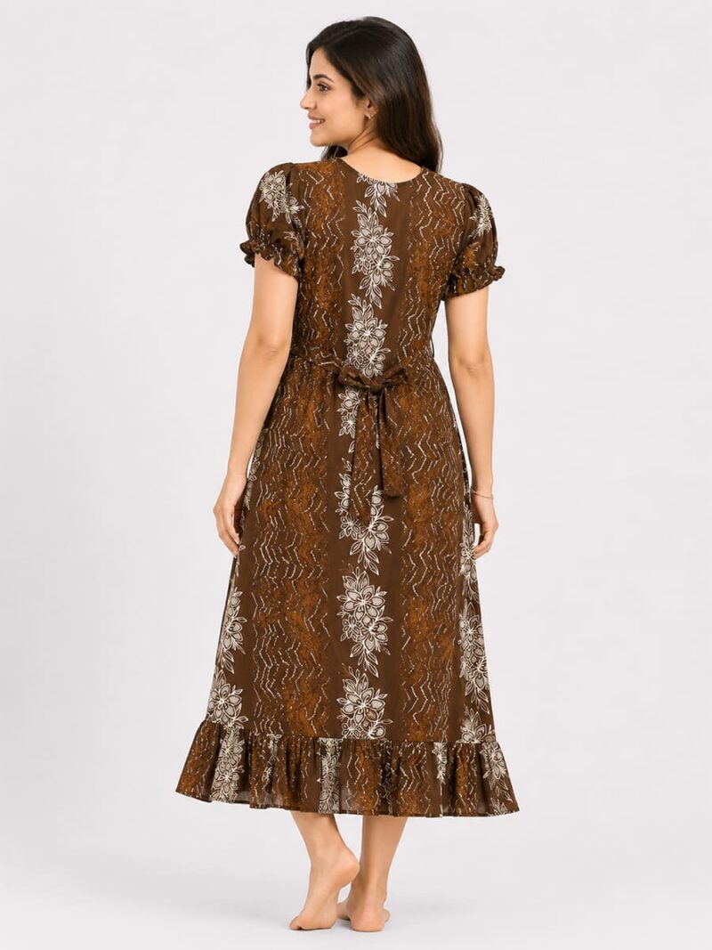 Women's Cotton Frock Nighty - Brown