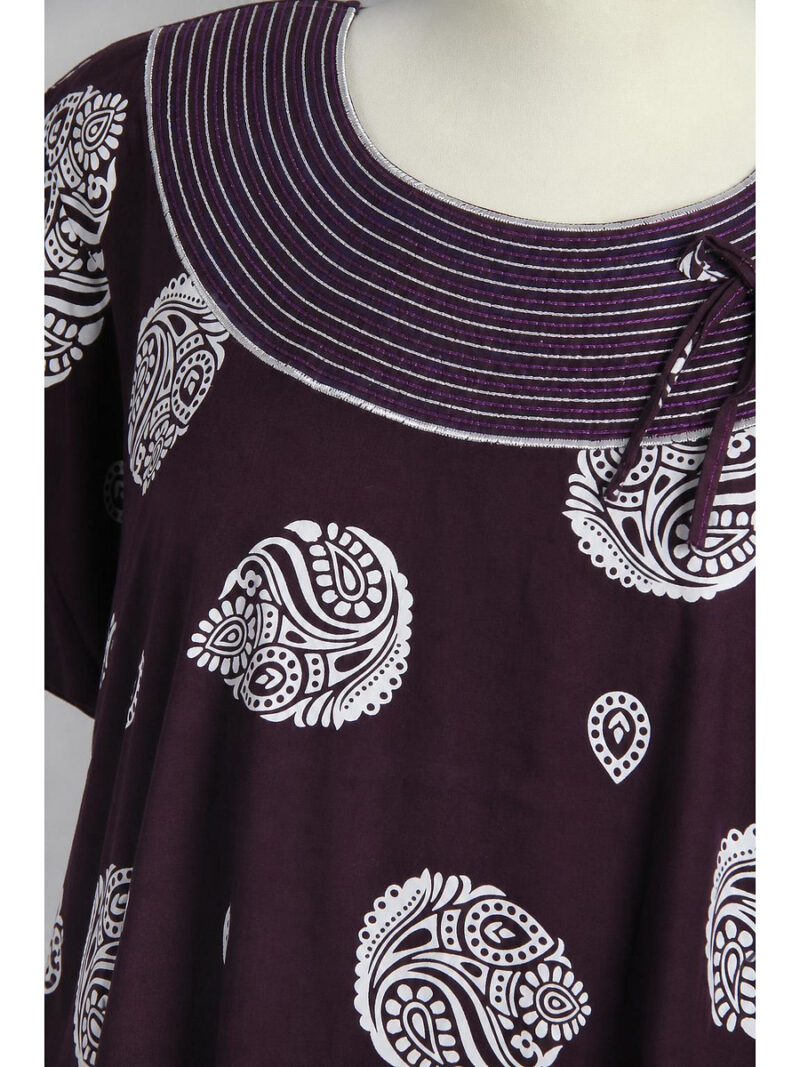 Women's Cotton Printed Nighty -Purple