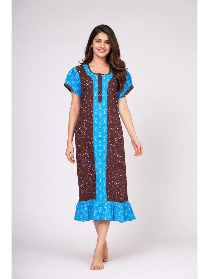 Women's Cotton Zip Frock Nighty - Maroon