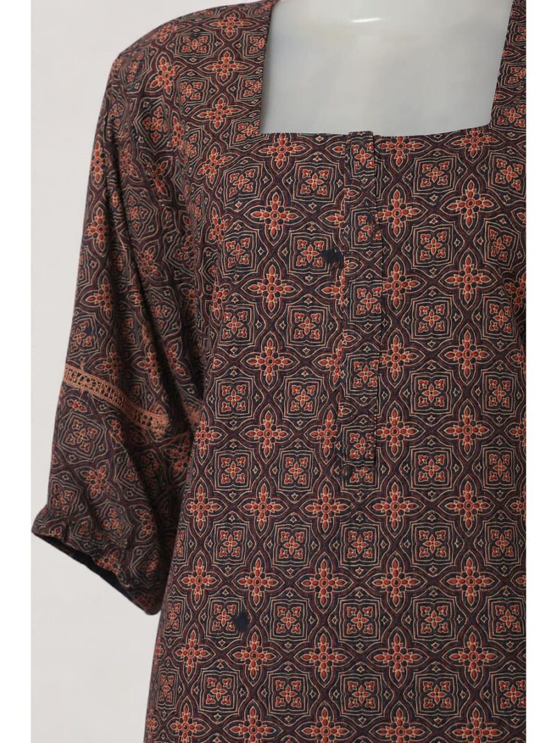 Women's Ajrakh Cotton Printed Nighty - Maroon