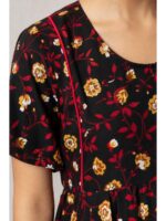 W-NY-442-04-RD-BK-XXL_detail Women's Cotton Floral Maxi Nighty - Black & Red