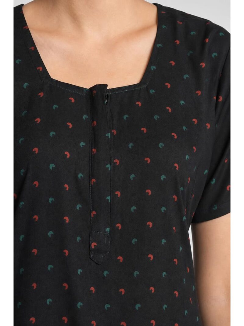 Women's Cotton Maxi Nighty - Black