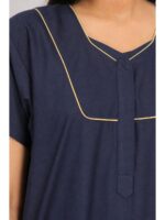 W-NY-448-02-NB-XL_detail Women's Cotton Maxi Nighty - Navy Blue