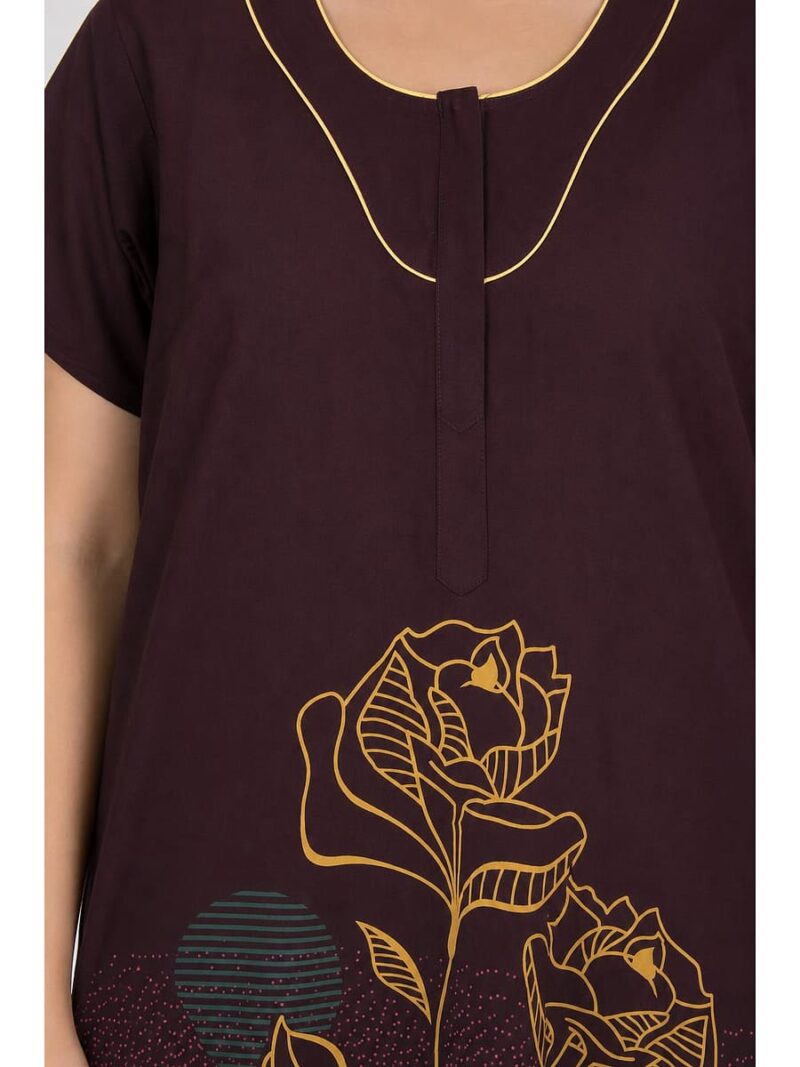 Women's Cotton Maxi Nighty - Burgundy