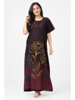 Women's Cotton Maxi Nighty - Burgundy