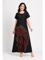 Women's Cotton Maxi Nighty - Black