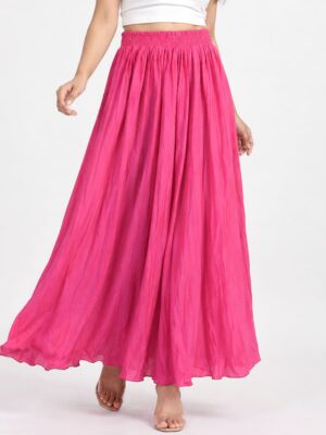 Women's Georgette Flared Maxi Skirt - Raspberry