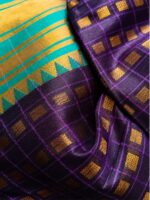 Women's Cotton Silk Checked Saree - Purple