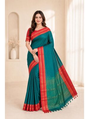 Women's Cotton Silk Saree - Green