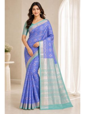Women's Cotton Silk Saree - Blue